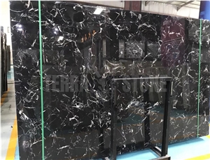 Black Ice Flower Marble Slab And Tile Polished For Wall
