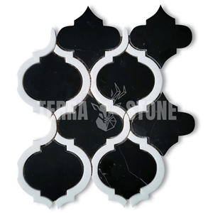 Black Marble Waterjet Arabesque Grand Lantern Mosaic Tile