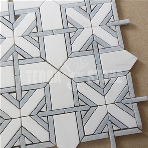 Blue Marble Waterjet Mosaic Tile For Wall Floor Decoration