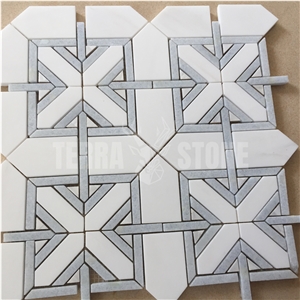 Blue Marble Waterjet Mosaic Tile For Wall Floor Decoration