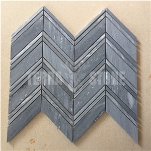 Blue Sands Marble Chevron Mosaic Polished Wall Tile