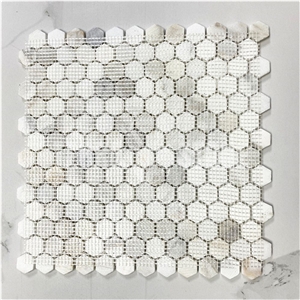 Calacatta Gold Marble 1 Inch Hexagon Mosaic Tile