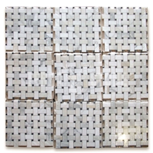 Calacatta Gold Marble 1X2 Basketweave Mosaic Tile