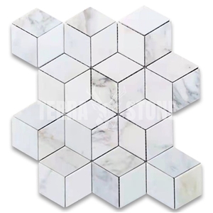 Calacatta Gold Marble Rhombus Diamond Hexagon Mosaic Tile