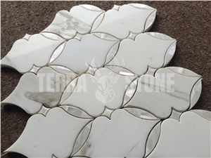 Calacatta Gold Marble Waterjet Mother Pearl Shell Mosaic