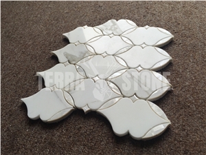 Calacatta Gold Marble Waterjet Mother Pearl Shell Mosaic