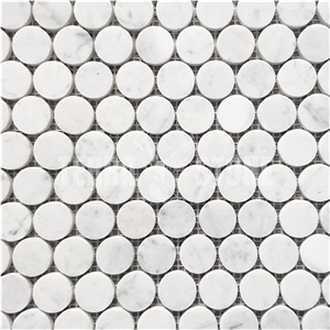 Carrara White Marble 1 Inch Penny Round Mosaic Tile