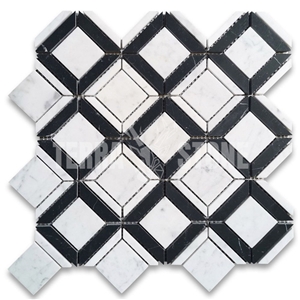 Carrara White Marble 2 Inch Square Geometry Mosaic Tile