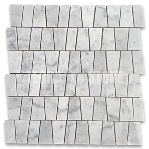 Carrara White Marble 2 Inch Trapezoid Mosaic Tile Honed