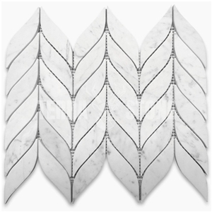Carrara White Marble Feather Leaf Grand Mosaic Tile