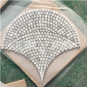 Carrara White Marble Mosaic Big Fan Pattern Fish Scale Tile
