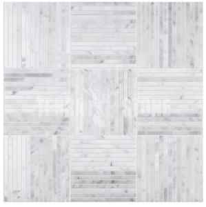 Carrara White Marble Mosaic Tiles Trips Pattern Backsplash