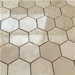 Crema Marfil Marble 2 Inch Hexagon Mosaic Tile Polished