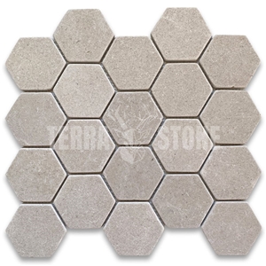 Crema Marfil Marble 3 Inch Hexagon Mosaic Tile Tumbled