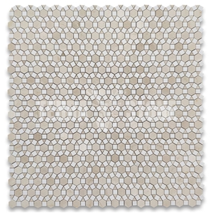 Crema Marfil Marble Hexagon Sunflower Waterjet Mosaic Tile