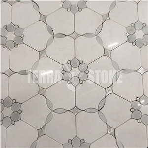 Custom Natural Stone Backsplash Mosaic Waterjet Tile