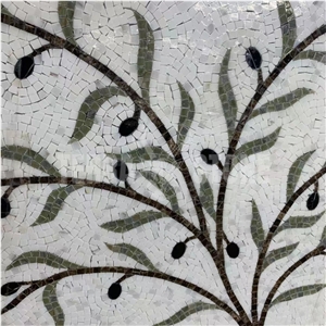 Custom Tree Pattern Marble Mosaic Tile Mural Medallion