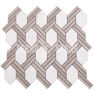 Dolomite And Cinderella Marble Waterjet Mosaic Chain Link