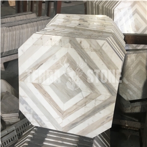 Elegant Design Carrara Thassos Waterjet Marble Mosaic Tile