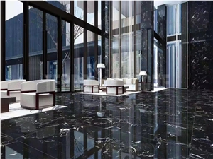 Floor And Wall Tiles Polished Black Ice Flower Marble
