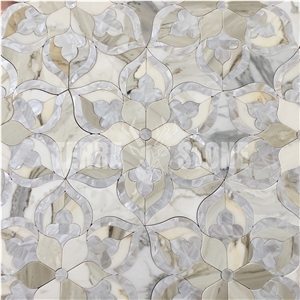 Flower Design Round Shape Waterjet Mosaic Pattern