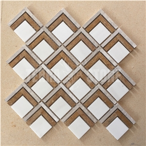 Geometry Pattern Waterjet Marble Mosaic Triangle Tile