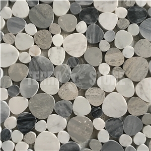 Gray And White Marble Pebble Mosaic Tile Polished Bathroom