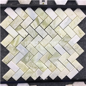 Green Blue Marble Mosaic Hexagon And Herringbone Pattern
