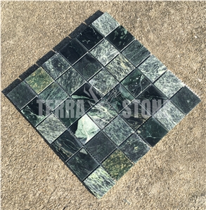 Green Flower Marble Square 2"X2": Mosaic Pattern Stone Tile