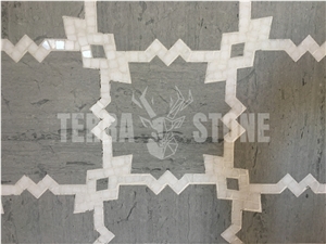 Grey And White Marble Waterjet Tile For Wall And Floor