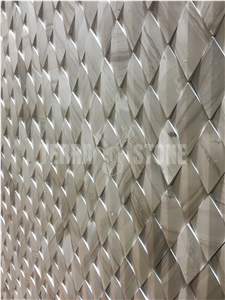 Grey Wooden Marble 3D Pattern Mosaic For Feature Wall