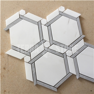 Hexagon Waterjet Mosaic Tile For Wall And Floor Decoration