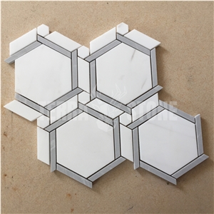 Hexagon Waterjet Mosaic Tile For Wall And Floor Decoration