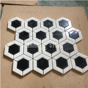 Kitchen Backsplash Hexagon Polished Marble Tiles Mosaic