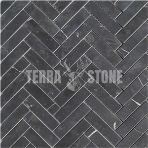 Lack Marble 1X4 Herringbone Mosaic Tile Honed