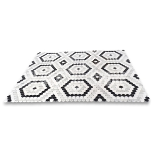 Marble Hexagon Riverside Drive Mosaic Tile White Black