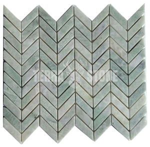 Ming Green Marble Mosaic Tile Chevron Basketweave