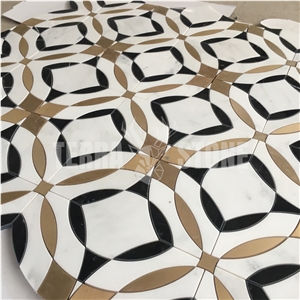 Mosaic Most Popular Brass Mixed Water Jet Marble Designs