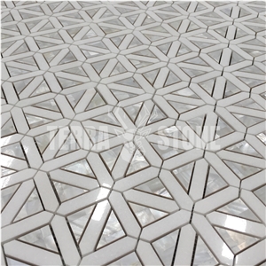 Mother Of Pearl Mix Marble Triangle Waterjet Mosaic Tile