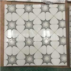 Natural White Marble Mosaic Mother Pearl Shell Waterjet Tile