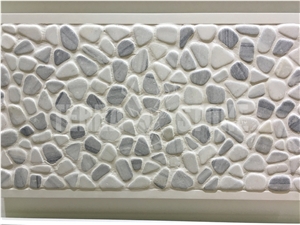 Natural White Marble Pebble Stone Mosaic Tile For Floor