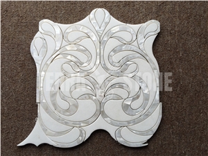 Natural White Marble With Mother Pearl Shell Waterjet Mosaic