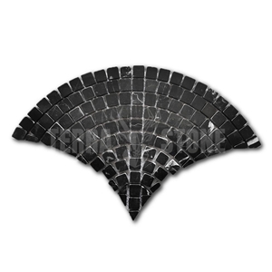 Nero Marquina Marble Fish Scale Scallop Fan Mini Mosaic Tile