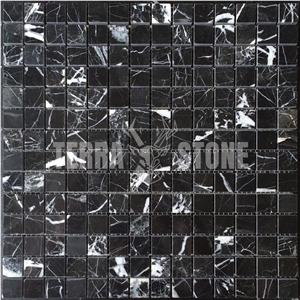 Nero Marquina Mosaic Black Marble Square Wall Tile