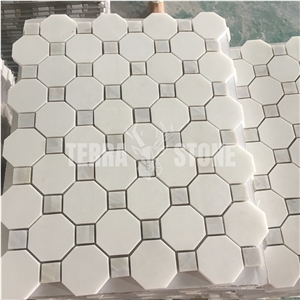 Octagon Thasso Marble Mosaic Pearl Shell Mosaic Tile