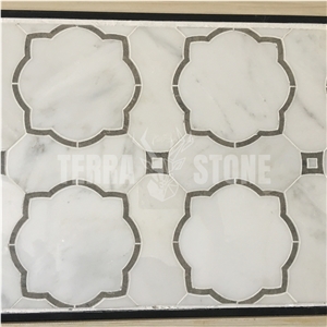 Oriental White Marble Water Jet Mosaic Tile For Backsplash