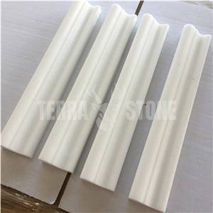 Pure White Marble Crown Molding Border Decos Skirting