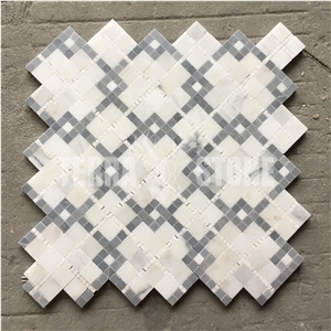 Small Chipped Mosaic White Gray Marble Wall Floor Tile