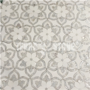 Thassos Mother Of Pearl Waterjet Marble Mosaic Tile
