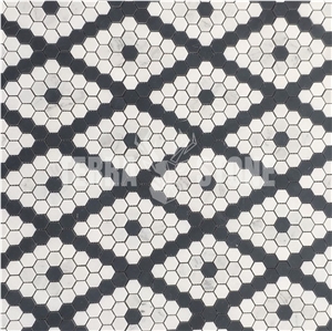 Thassos White Hexagon Modern X Pattern Mosaic Tile